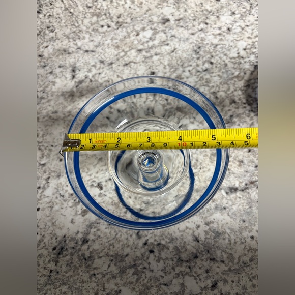 Candy Dish Compote Pedestal Bowl vtg Glass bohemian czech iridescent blue gold - Picture 5 of 6